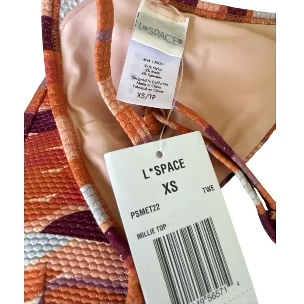 L*Space Multicolor Bikini Top Size XS NWT